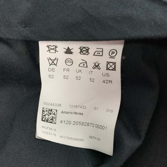 HUGO by HUGO BOSS Size 44 Black Virgin Wool Notch Lapel Suit - Picture 10 of 10